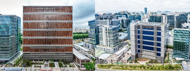 가산 AI 데이터센터 전면 및 후면(태양광 패널) 모습. [사진=DL건설]