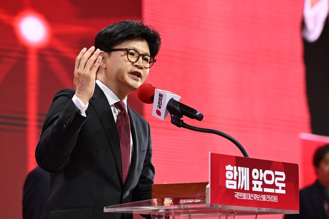 지난 5월 3일 경기 고양 킨텍스에서 진행된 국민의힘 대선 후보 선출 전당대회에 참석한 당시 한동훈 전 대표. [사진제공=뉴시스]