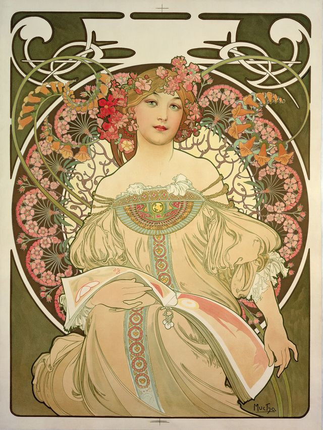 백일몽 Rêverie, 1897, 컬러 석판화, 72.7 x 55.2 cm ⓒ Mucha Trust 2025 [사진 제공=액츠매니지먼트]<br>