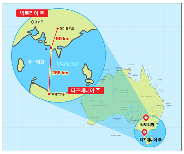 삼성물산 건설부문이 수주한 호주 마리너스링크 HVDC 사업 위치도. [사진=삼성물산]
