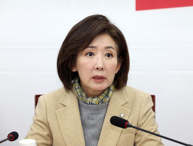 나경원 국민의힘 지방선거총괄기획단 위원장이 23일 오전 서울 여의도 국회에서 열린 지방선거총괄기획단 전체회의에서 발언을 하고 있다. [사진제공=뉴시스]