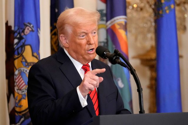 도널드 트럼프 미국 대통령이 20일(현지 시간) 백악관 이스트룸에서 연설하고 있다. [사진=AP/뉴시스]