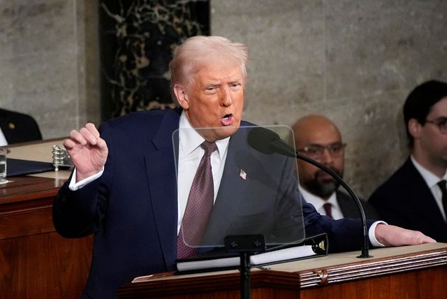 도널드 트럼프 미국 대통령이 지난 4일(현지 시간) 미국 워싱턴DC 국회의사당에서 의회 상하원 합동 연설을 진행하고 있다. [사진=뉴시스]