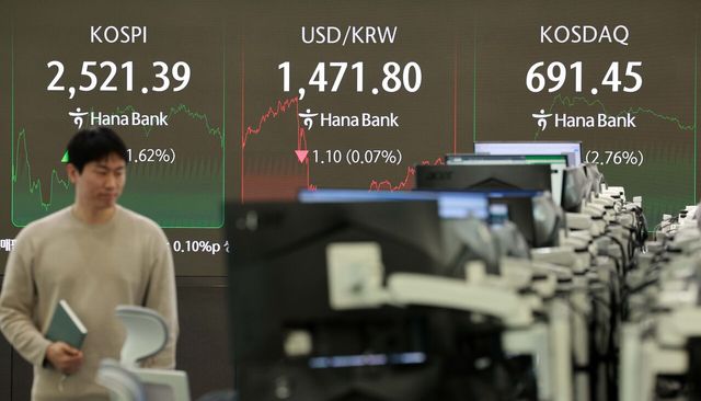 1일 코스피가 전 거래일(2481.12)보다 40.27포인트(1.62%) 오른 2521.39에 장을 마감했다. [사진=뉴시스]