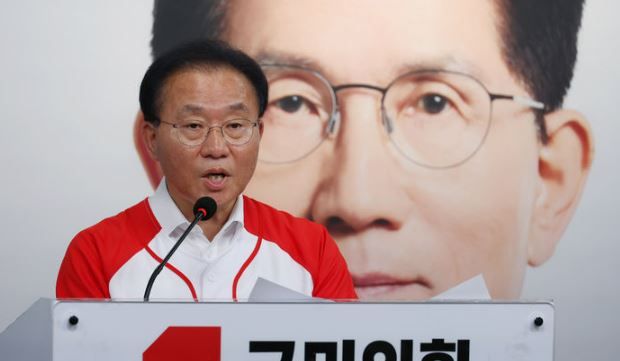 국민의힘 윤재옥 총괄선거대책본부장이 23일 서울 여의도 당사에서 기자간담회를 하고 있다.&nbsp;[사진출처=뉴시스]<br>