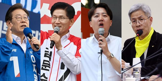 왼쪽부터 더불어민주당 이재명, 국민의힘 김문수, 개혁신당 이준석, 민주노동당 권영국 대선후보. [사진제공=뉴시스] / [편집=투데이신문]