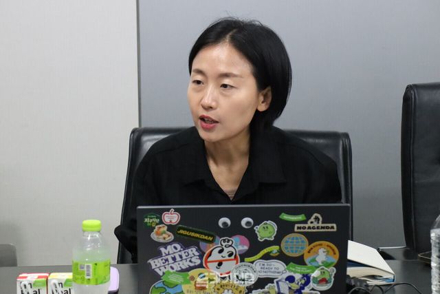 청플 기자단과 인터뷰하고 있는 풀무원 브랜드 관리 본부&nbsp;김효실 팀장 ©투데이신문