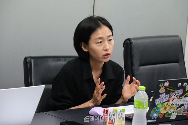 청플 기자단과 인터뷰하고 있는 풀무원 브랜드 관리 본부&nbsp;김효실 팀장 ©투데이신문