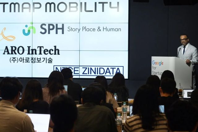 지난 9일 서울 강남구 구글 스타트업 캠퍼스에서 열린 ‘구글 지도 기자간담회’에서 정밀 지도 국외 반출 관련 발표를 하고 있다. [사진=구글코리아]