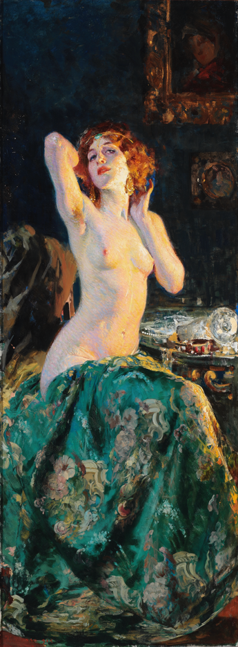 자코모 그로소(캄비아노, 1860 – 토리노, 1938)｜거울 속｜1914｜Oil on canvas｜200 × 75 cm. [사진제공=리치오디미술관]