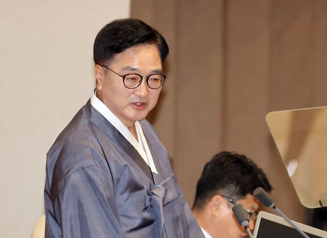 우원식 국회의장이 지난 1일 오후 서울 여의도 국회에서 열린 제22대 제429회 국회 개회식에서 발언하고 있다. [사진제공=뉴시스]