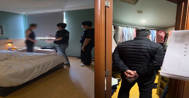 체불하고 도피한 사업주에 대한 체포영장을 집행하고 있는 모습. [사진제공=고용노동부]<br>