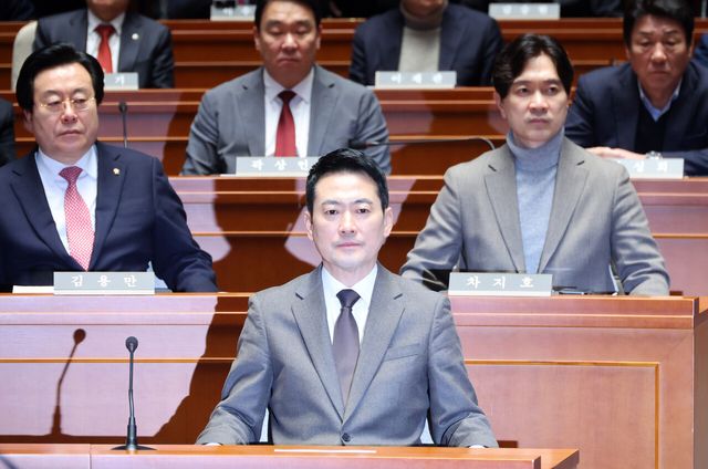 장동혁 국민의힘 대표가 29일 오후 서울 여의도 국회에서 열린 의원총회에 참석해 있다. [사진제공=뉴시스]