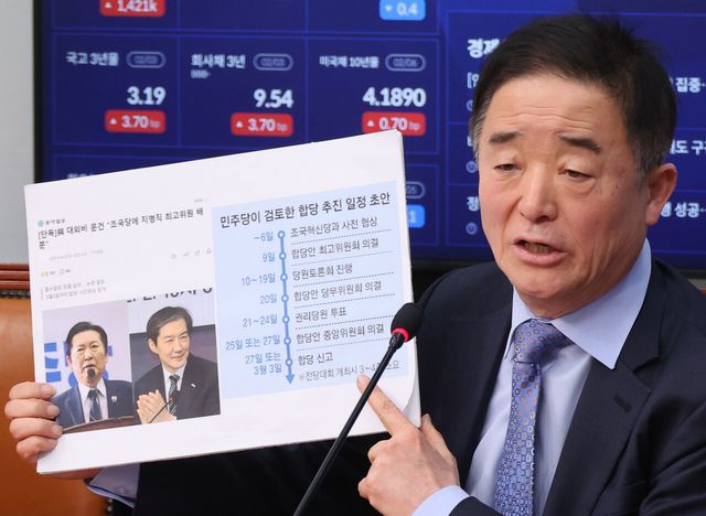 강득구 더불어민주당 최고위원이 6일 오전 서울 여의도 국회에서 열린 최고위원회의에서 '합당 대외비 문건' 논란에 대해 정청래 대표의 해명을 요구하고 있다. [사진제공=뉴시스]