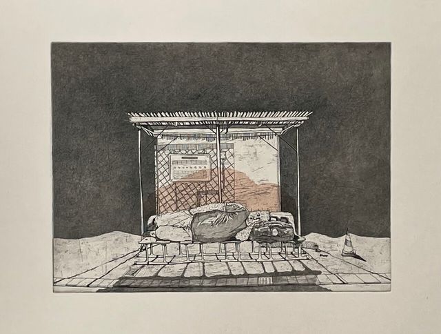 《한 숨 쉬기》, 판화지에 에칭, 아쿼틴트, 21x29cm, 2024