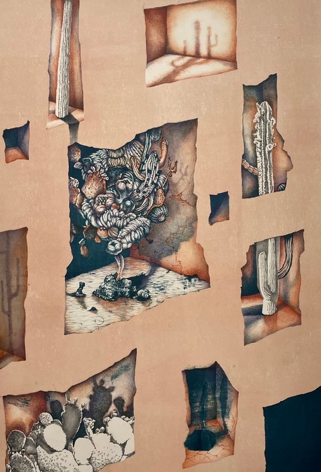 《TOWN》, 석판화, 색연필, 미디움, 89.5x61cm, 2024