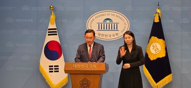 국민의힘 주호영 의원이 26일 오후 국회 소통관에서 컷오프 효력정지 가처분 신청을 제기하는 기자회견을 하고 있다.&nbsp;＠투데이신문&nbsp;