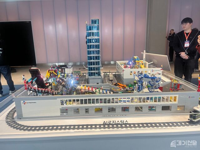 CJ올리브네트웍스가&nbsp; ‘AW 2026’ 에서 공개한 AI로지스틱스 구현 모형. ⓒ투데이신문