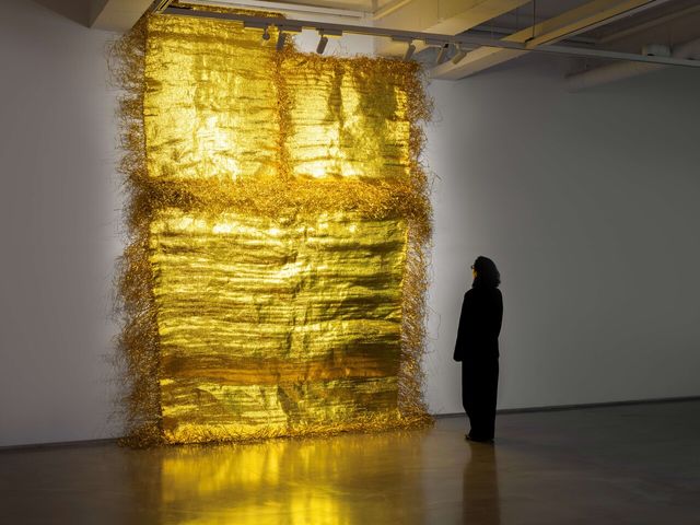 황금 이불, 2024, 와이어 타이, 450x260cm<br>