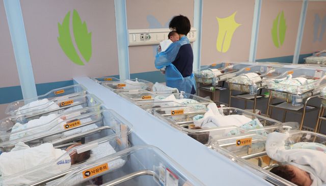 경기도 고양시의 한 신생아실에서 간호사가 신생아들을 돌보고 있다. 기사 내용과 직접 관계 없는 자료 사진. [사진제공=뉴시스]