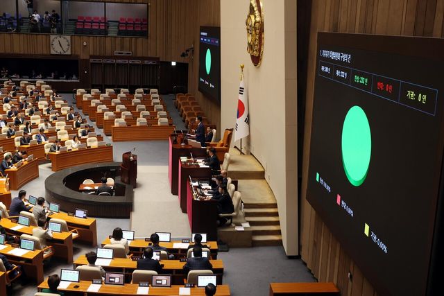 &nbsp;11일 오전 서울 여의도 국회에서 진행된 제436회국회(임시회) 제2차 본회의에서 기후위기 특별위원회 구성의 건이 가결되고 있는 모습. [사진제공=뉴시스]&nbsp;<br>