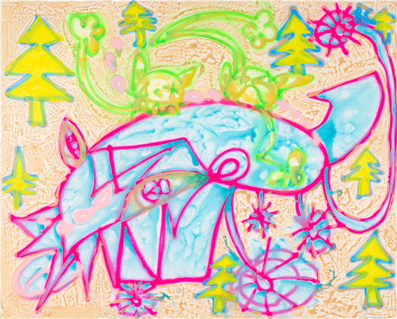 Nancy Lang. PLAY No.2 : WANDER. 162.2x130.3cm. Acrylic, pencil and color spray on canvas. 2026<br>