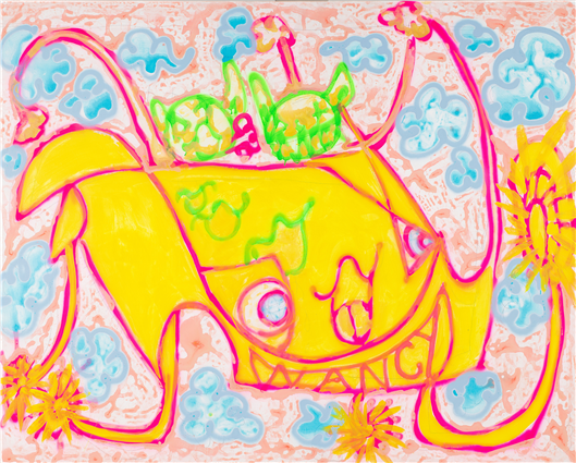 Nancy Lang. PLAY No.1 : WONDER. 162.2x130.3cm. Acrylic, pencil and color spray on canvas. 2026&nbsp;<br>