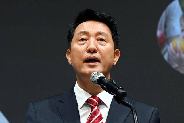 제40대 서울특별시장 취임식이 열린 지난 1일 오전 서울 중구 서울시청에서 오세훈 서울시장이 취임사를 하고 있다. [사진제공=뉴시스]<br>