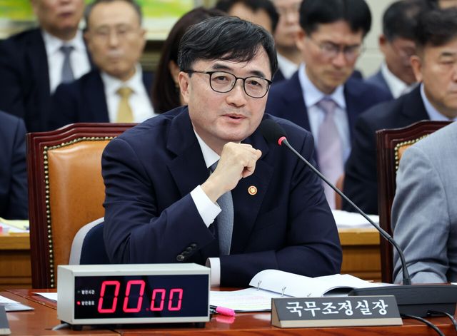 임기근 국무조정실장이 28일 여의도 국회에서 열린 정무위원회 제2차 전체회의에 서 의원들의 질의에 답하고 있는 모습. [사진제공=뉴시스]&nbsp;<br>