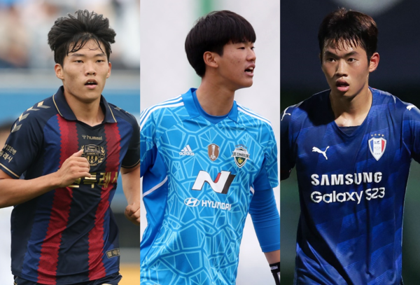김도윤(왼쪽부터, 수원FC U18), 공시현(전북현대 U18), 정성민(수원삼성 U18). 한국프로축구연맹 제공