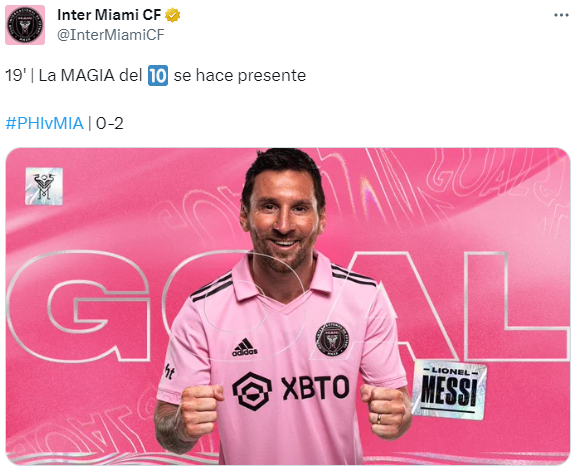 리오넬 메시(인터마이애미). 인터마이애미 트위터 캡처