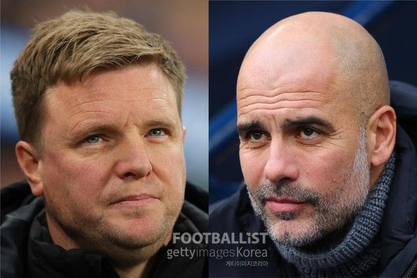 에디 하우 뉴캐슬 감독(왼쪽), 펩 과르디올라 맨체스터시티 감독. 게티이미지코리아