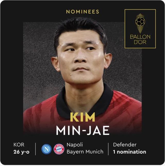 김민재(바이에른뮌헨). 발롱도르 트위터 캡처