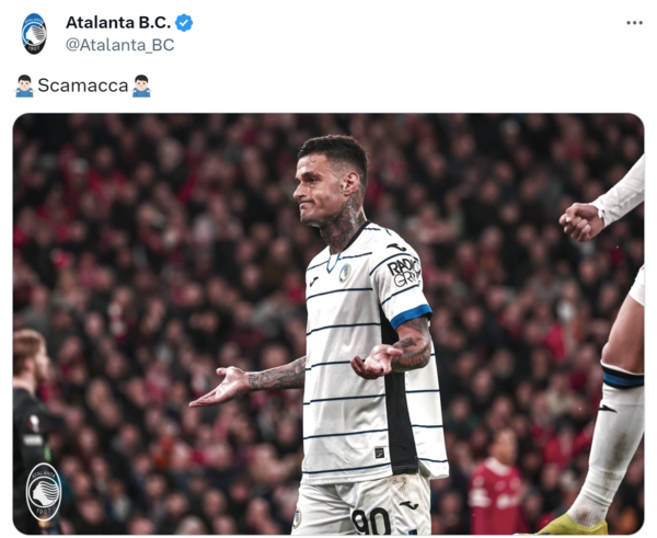 잔루카 스카마카(아탈란타). 아탈란타 X(구 트위터) 캡처