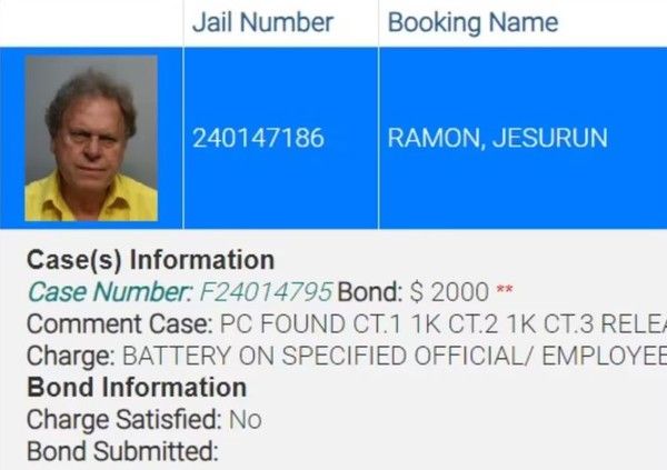 라몬 헤수룬 콜롬비아 축구협회장 머그샷. '인포배' 캡처