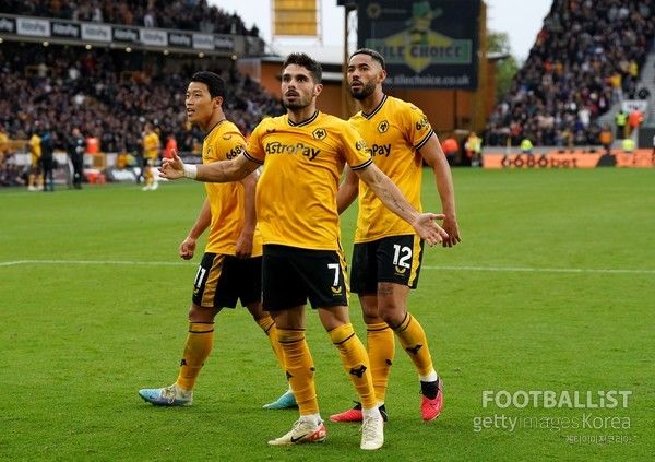 황희찬, 페드루 네투, 마테우스 쿠냐(왼쪽부터, 이상 당시 울버햄턴원더러스). 게티이미지코리아