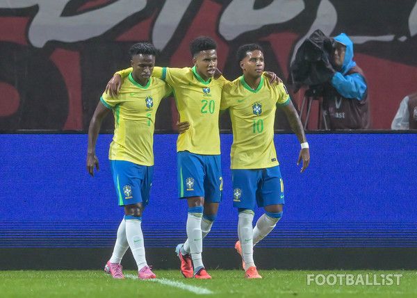 비니시우스 주니오르(왼쪽부터), 이스테방 윌리앙, 호드리구(이상 브라질). 서형권 기자