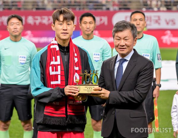 이재성(왼쪽), 정몽규 대한축구협회장. 서형권 기자