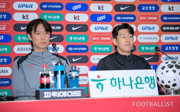홍명보 감독(왼쪽), 손흥민(이상 남자 축구대표팀). 서형권 기자