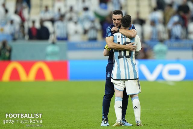 리오넬 스칼로니 아르헨티나 감독과 리오넬 메시. 게티이미지코리아