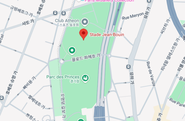 스타드 장부앵과 파르크 데 프랭스. 구글맵 캡처
