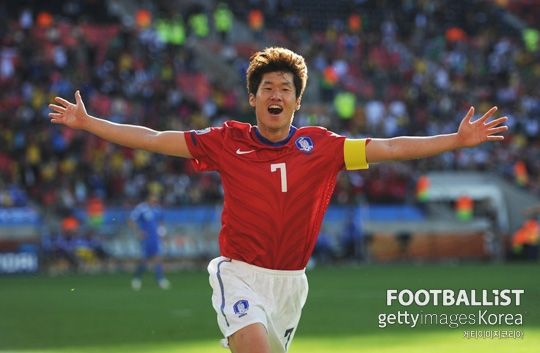 축구대표팀 시절 박지성. 게티이미지코리아