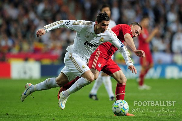 크리스티아누 호날두(왼쪽, 당시 레알마드리드), 프랑크 리베리(당시 바이에른뮌헨). 게티이미지코리아