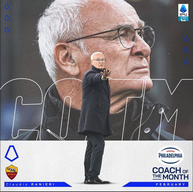 클라우디오 라니에리 AS로마 감독. 이탈리아 세리에A X 캡처