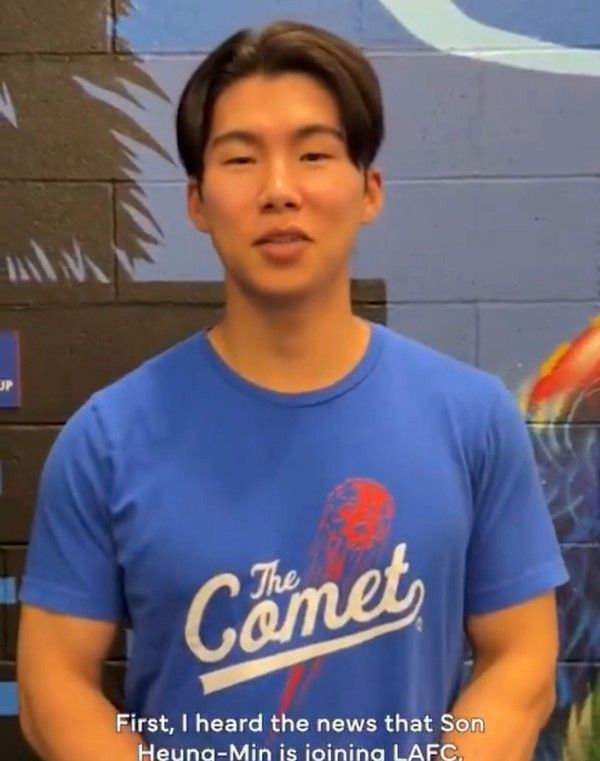 손흥민을 환영하는 김혜성. LAFC X 캡처