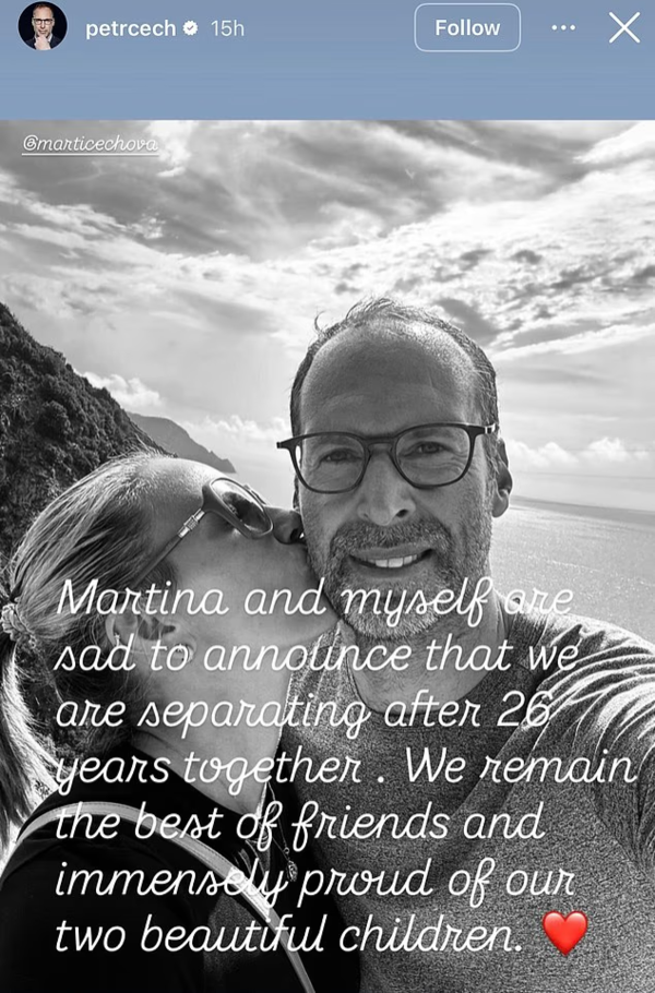 이혼을 발표한 체흐 인스타그램
