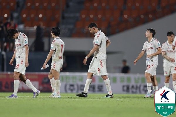 김천상무전 패배한 수원FC. 한국프로축구연맹 제공