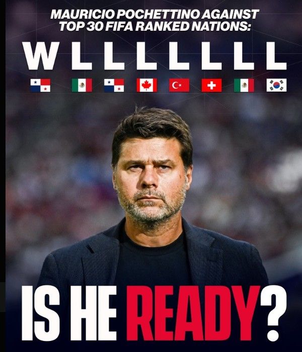 마우리시오 포체티노 감독 부임 후 미국의 FIFA 랭킹 30위 이내 팀 상대전적. '골라소 아메리카' X 캡처