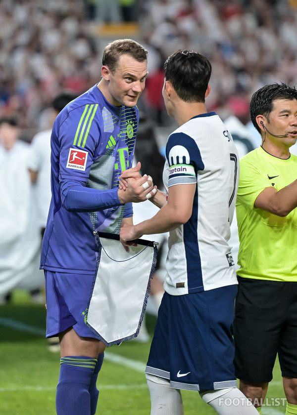 마누엘 노이어(왼쪽, 바이에른 뮌헨), 손흥민(오른쪽, 토트넘 홋스퍼). 서형권 기자