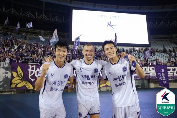 강지훈, 마테우스, 최건주(왼쪽부터, FC안양). 한국프로축구연맹 제공&nbsp;